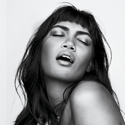 Facial expression, Hairstyle, Human, Black-and-white, Sketch, Drawing, Smile, Photography, Album cover, Art, 